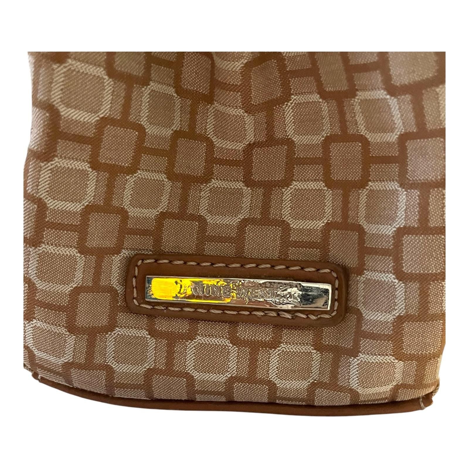 Vintage Nine West Geometric Print Tote Bag – Tan & Beige