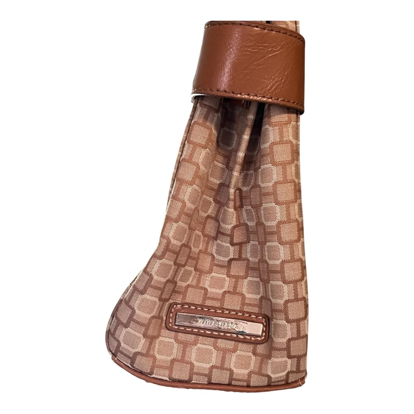 Vintage Nine West Geometric Print Tote Bag – Tan & Beige