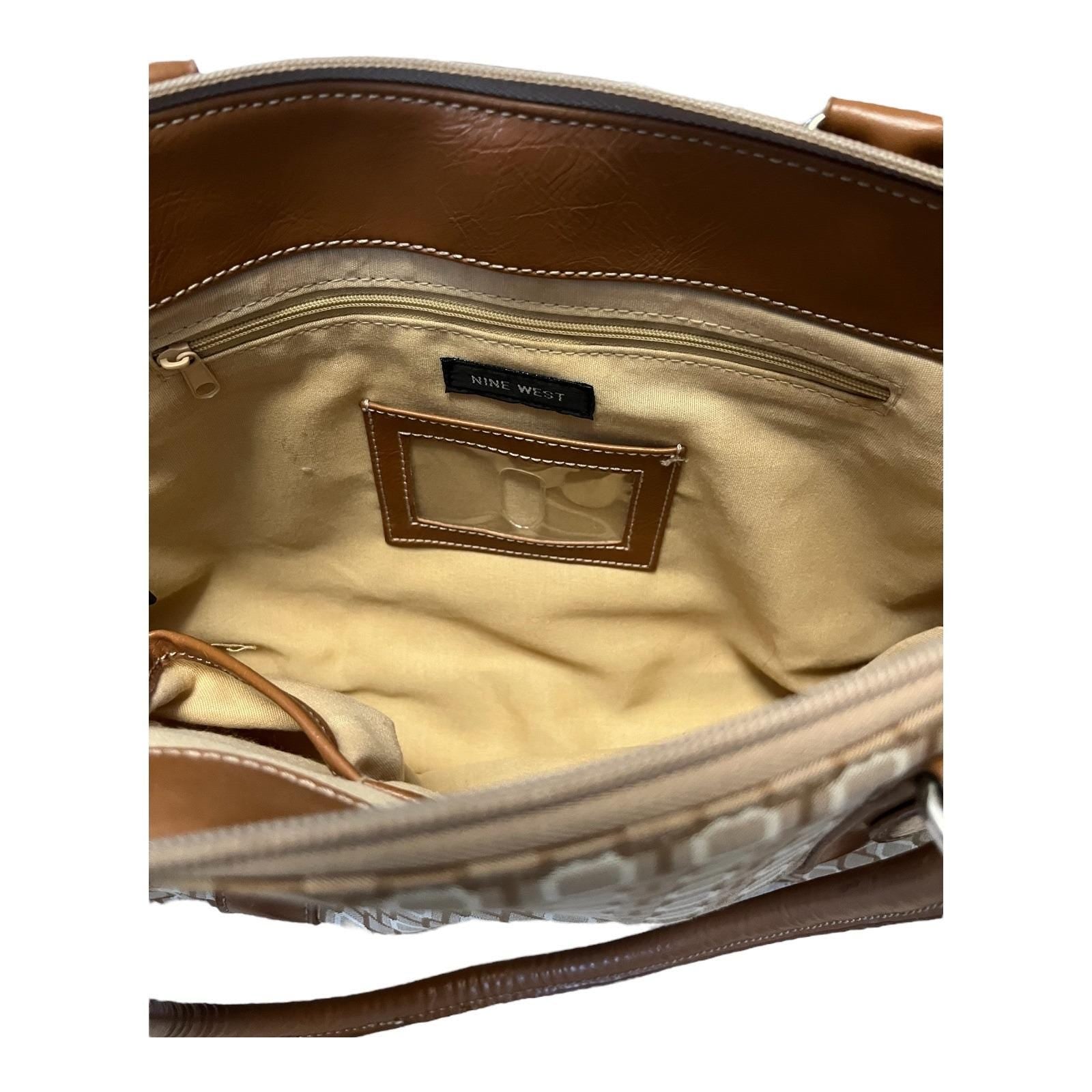 Vintage Nine West Geometric Print Tote Bag – Tan & Beige