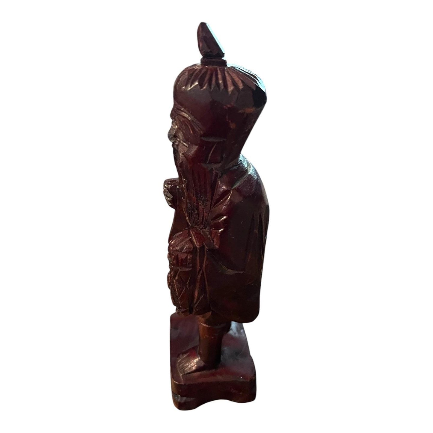 Vintage Chinese Shou Xing Figurine – Hand-Carved Wood – 8” Tall