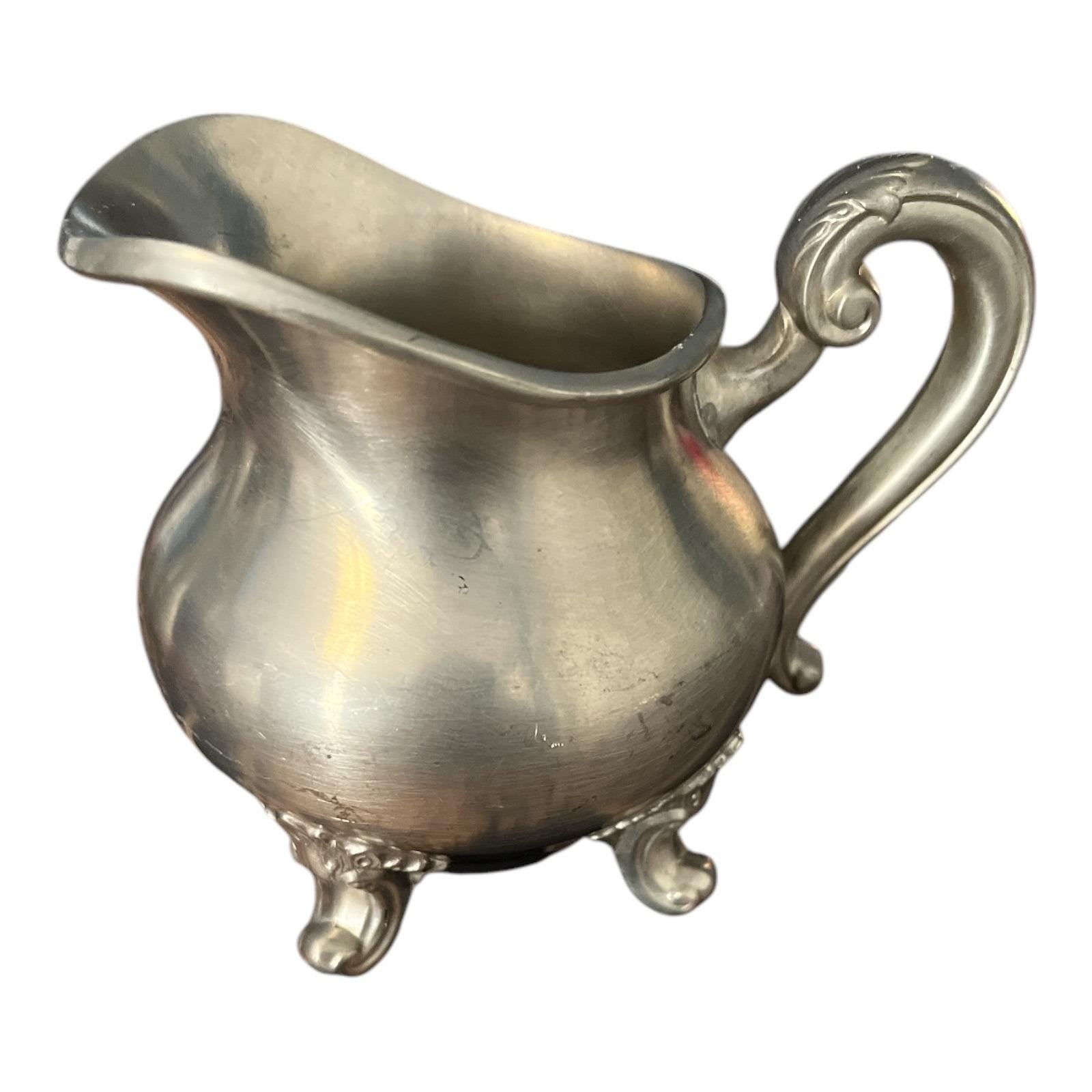 Vintage Reed & Barton Pewter Creamer Pitcher – Regent Pattern – Ornate Handle Feet