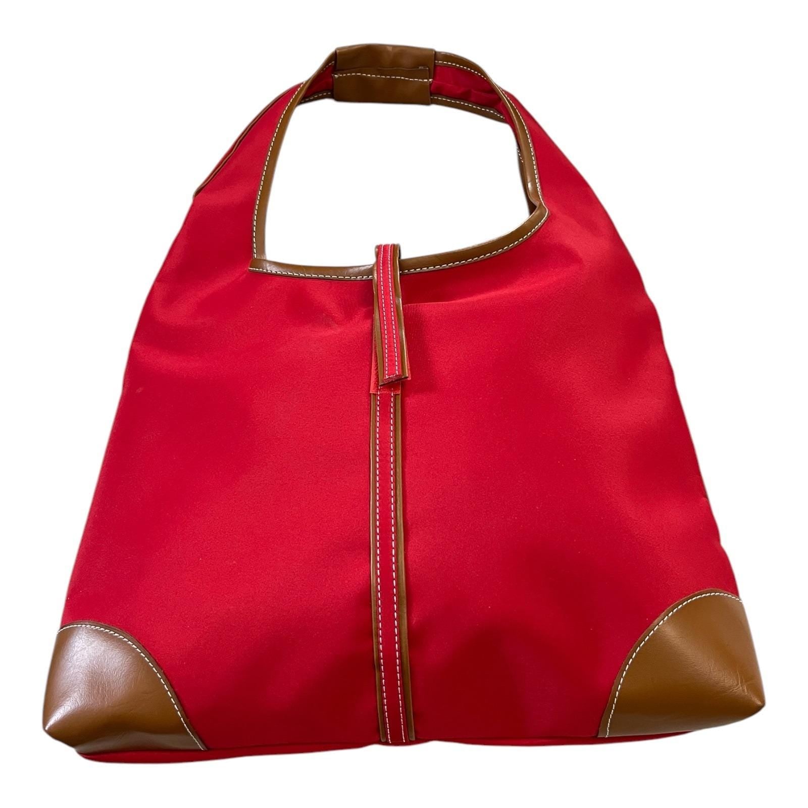 Vintage Red Spiegel Handbag – Polyester Microfiber & Faux Leather Trim