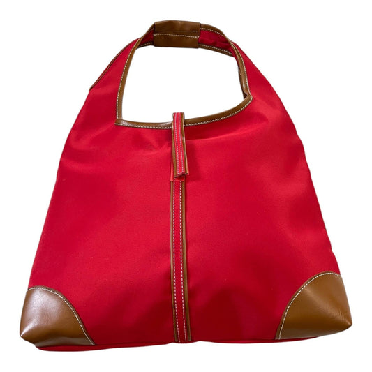 Vintage Red Spiegel Handbag – Polyester Microfiber & Faux Leather Trim