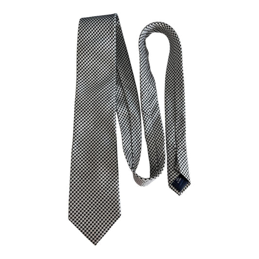 VTG Paul Fredrick 100% Silk Men’s Necktie – Black & White Houndstooth