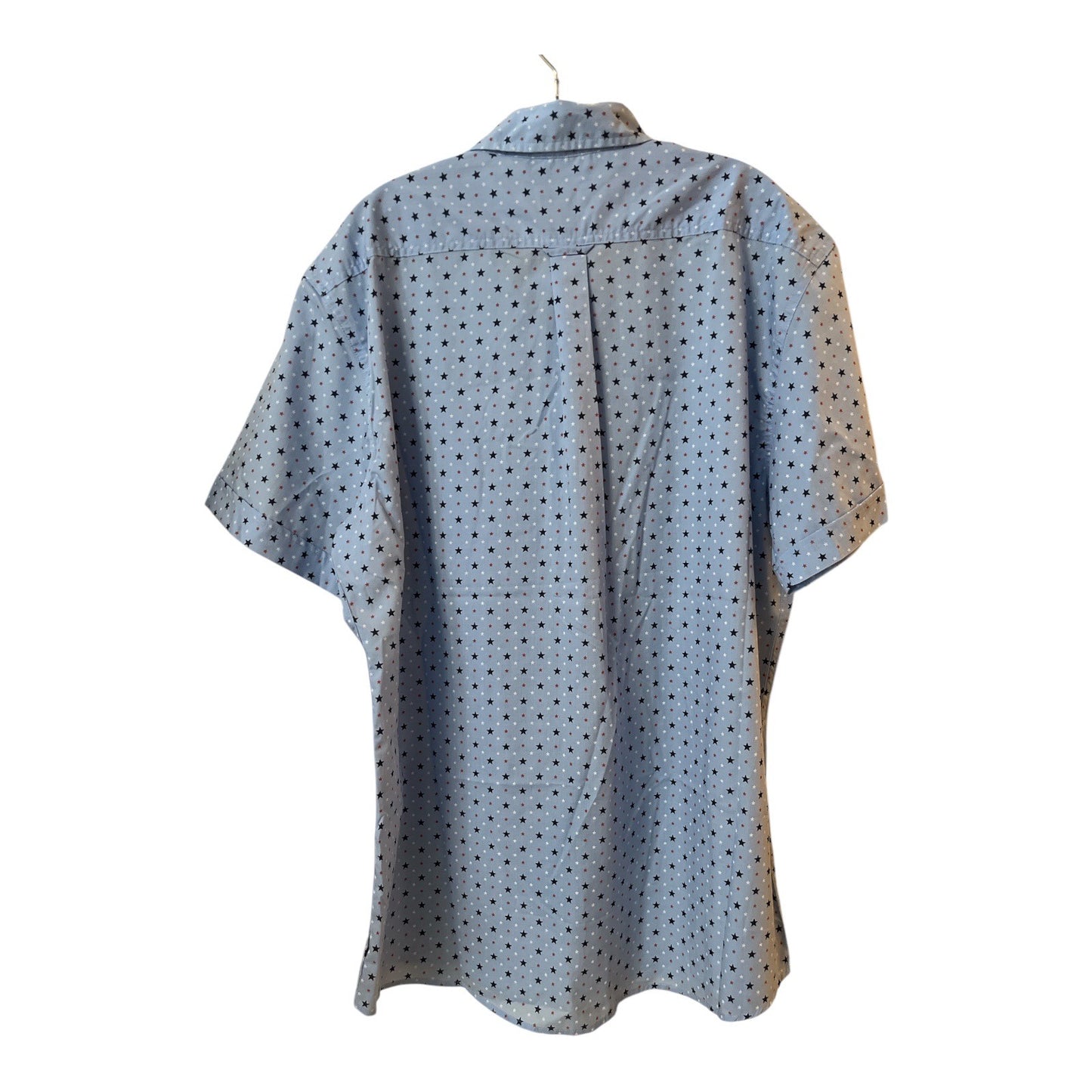 IZOD Men’s Star Print Button-Down Shirt XL Blue Red White Short Sleeve