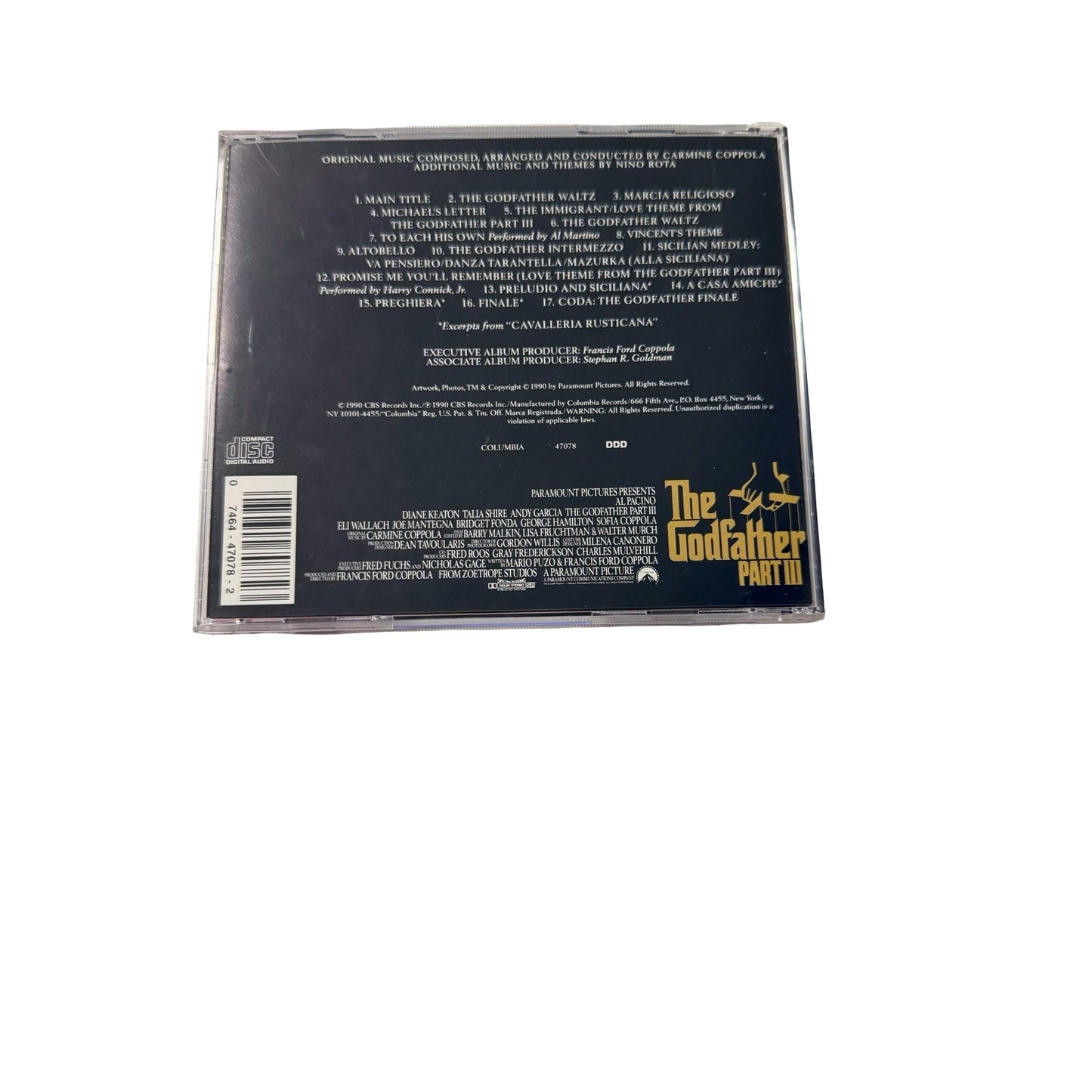 The Godfather Part III Original Motion Picture Soundtrack CD 1990 Columbia