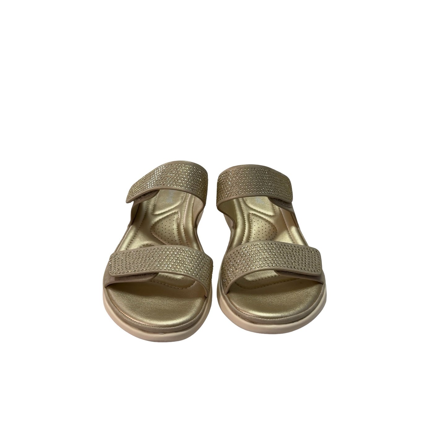 Flexus by Spring Step Bling-SGld Soft Gold Rhinestone Comfort Slide Sandals Size 37