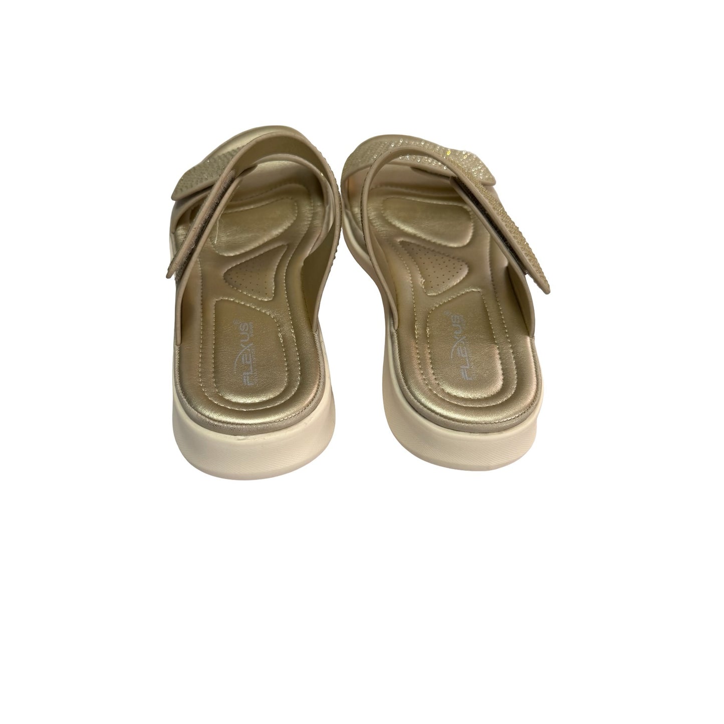 Flexus by Spring Step Bling-SGld Soft Gold Rhinestone Comfort Slide Sandals Size 37