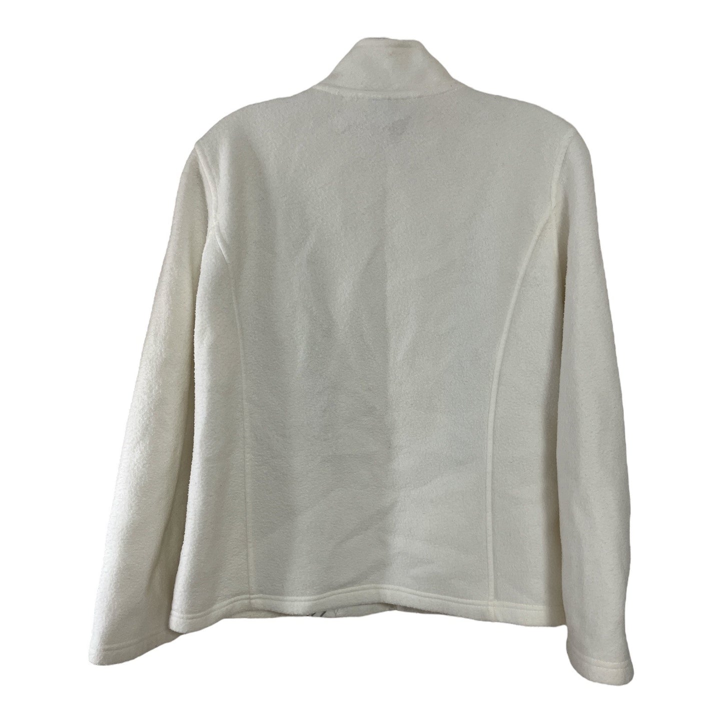 Alfred Dunner Women’s Medium Petite White Fleece Jacket Embroidered Zip Front