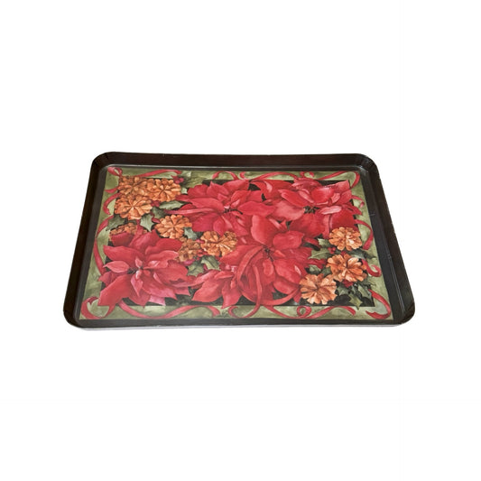 Melplus by R2S Italy Christmas Poinsettia Serving Tray Large Holiday Platter 17x12