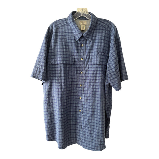 L.L.Bean Men’s CoolMax Short-Sleeve Fishing Shirt XL Regular – Blue Plaid Vented