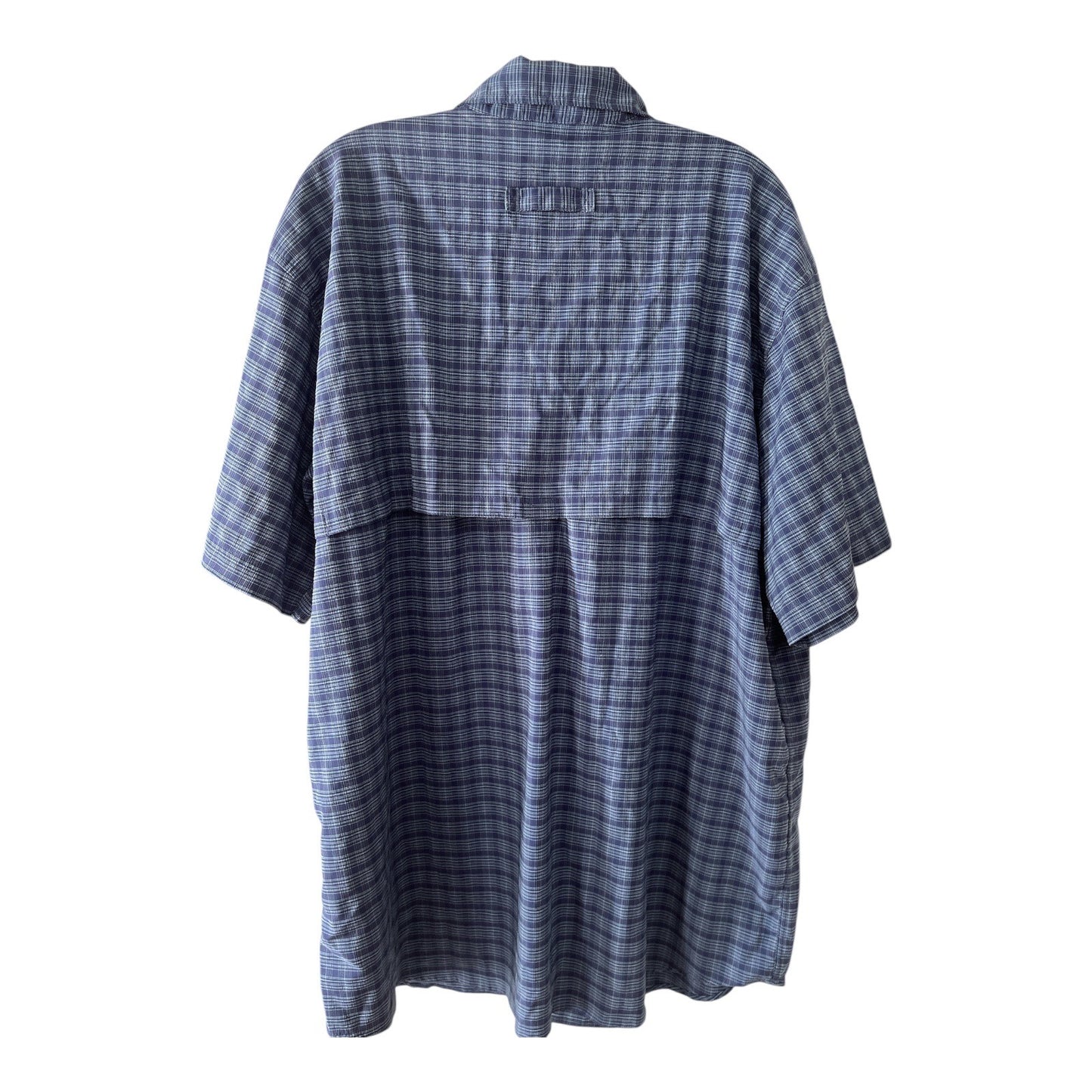 L.L.Bean Men’s CoolMax Short-Sleeve Fishing Shirt XL Regular – Blue Plaid Vented