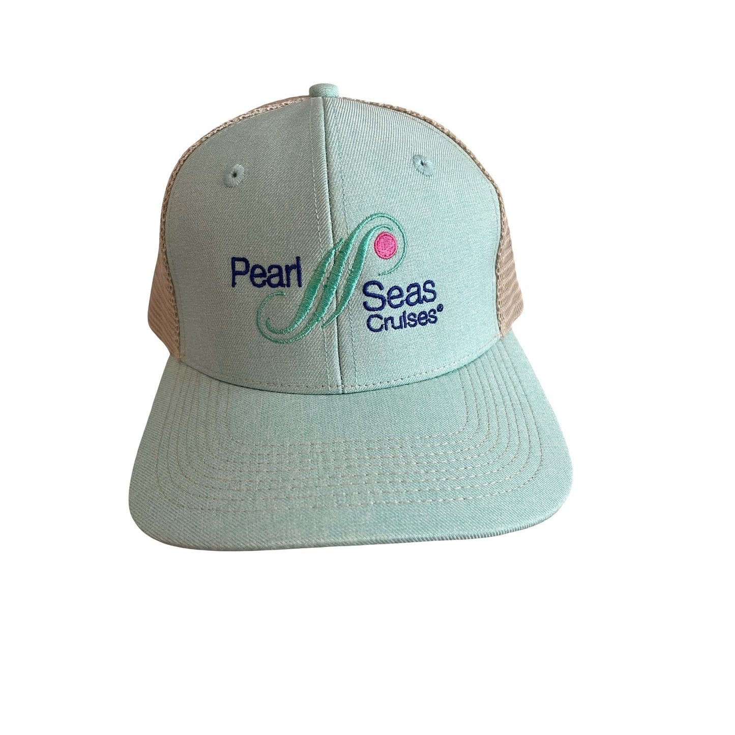 Coastal Mint Green Trucker Hat Mesh Snapback Beach Resort Vacation Cap Pearl Seas Cruises
