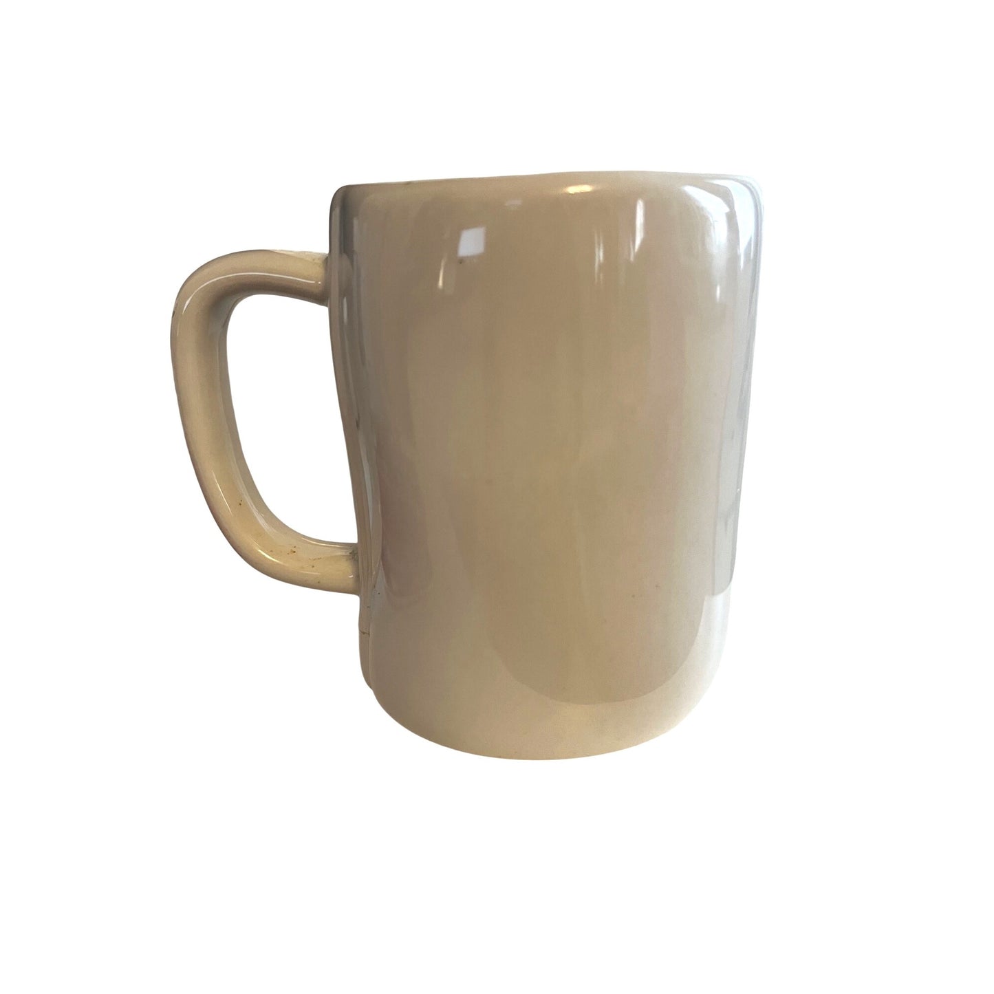 Rae Dunn WHO RESCUED WHO Mug 5 x 3.25 Cream Artisan Collection Pet Lover Cup