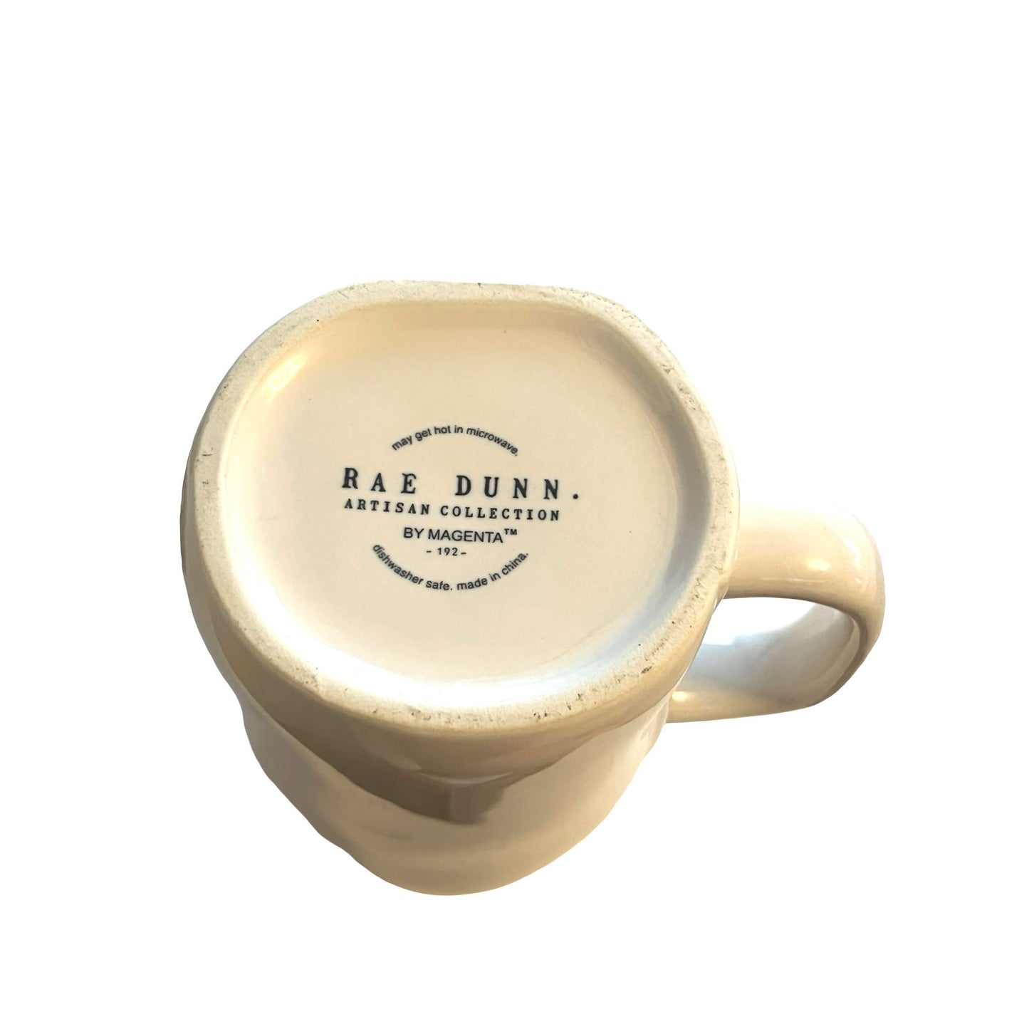 Rae Dunn WHO RESCUED WHO Mug 5 x 3.25 Cream Artisan Collection Pet Lover Cup