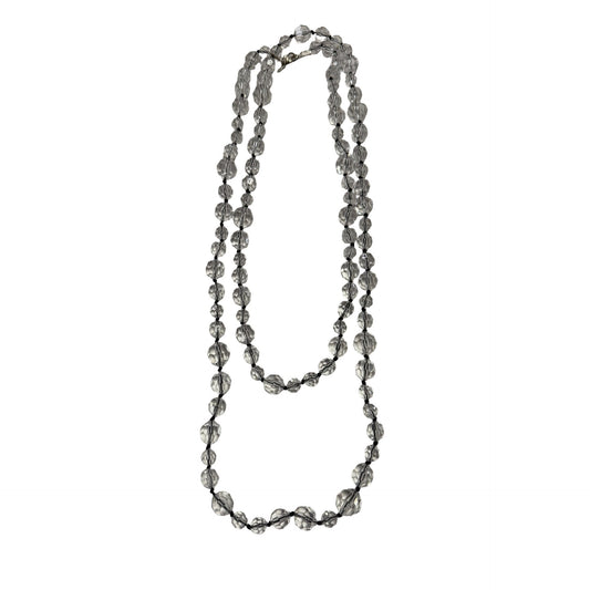 Premier Designs 58" Clear Faceted Lucite Bead Long Rope Necklace Vintage