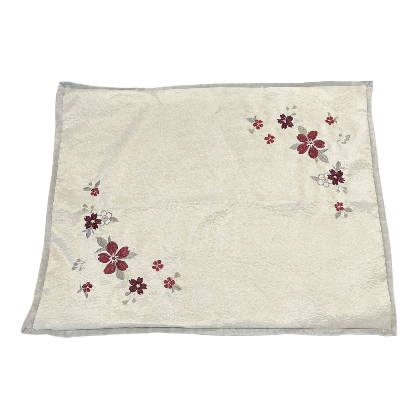 Set of 2 Martha Stewart Collection Standard Pillow Shams – Embroidered Floral – Cream with Burgundy & Gray Accents