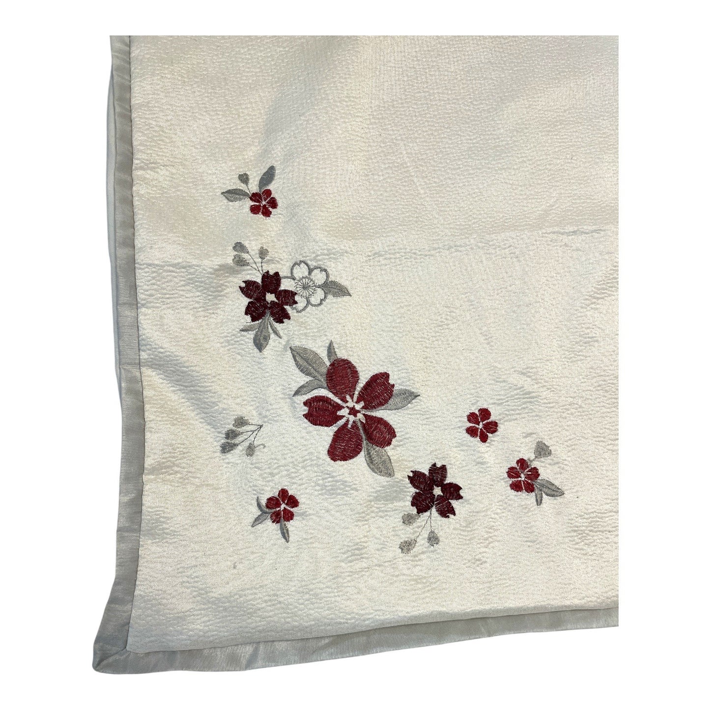Set of 2 Martha Stewart Collection Standard Pillow Shams – Embroidered Floral – Cream with Burgundy & Gray Accents