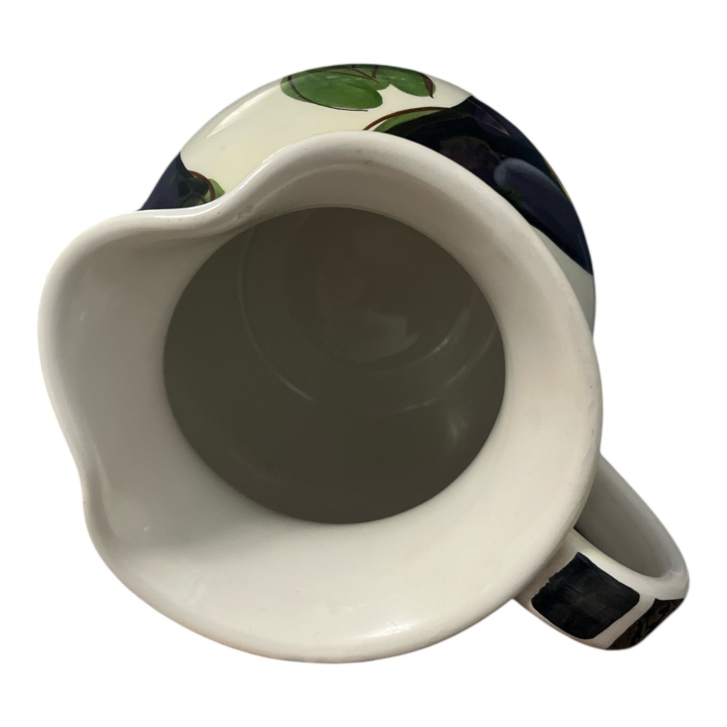 Antica Fornace Italian Ceramic Pitcher Eggplant Pattern Hand Painted 8 x 7 Inch