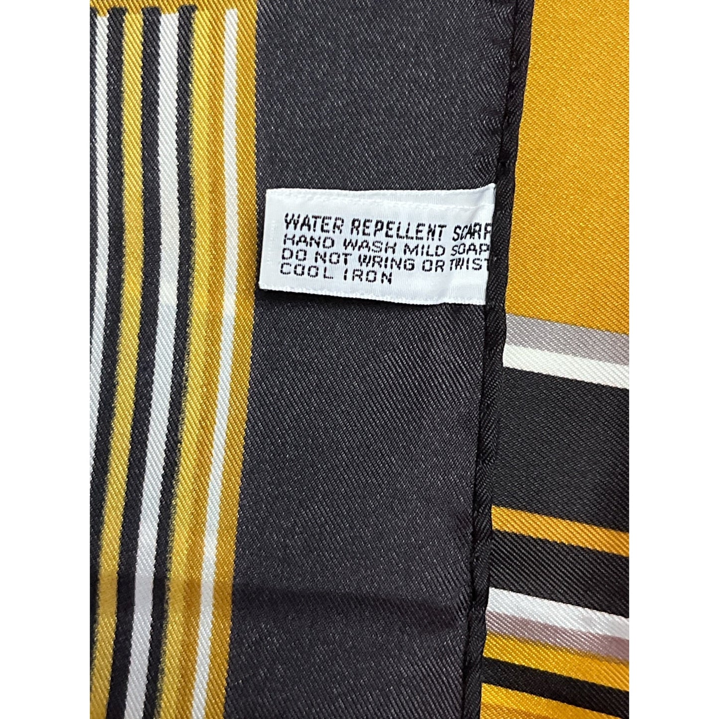 Vintage Japanese Water-Repellent Acetate Scarf Mustard Yellow Black Geometric 27”