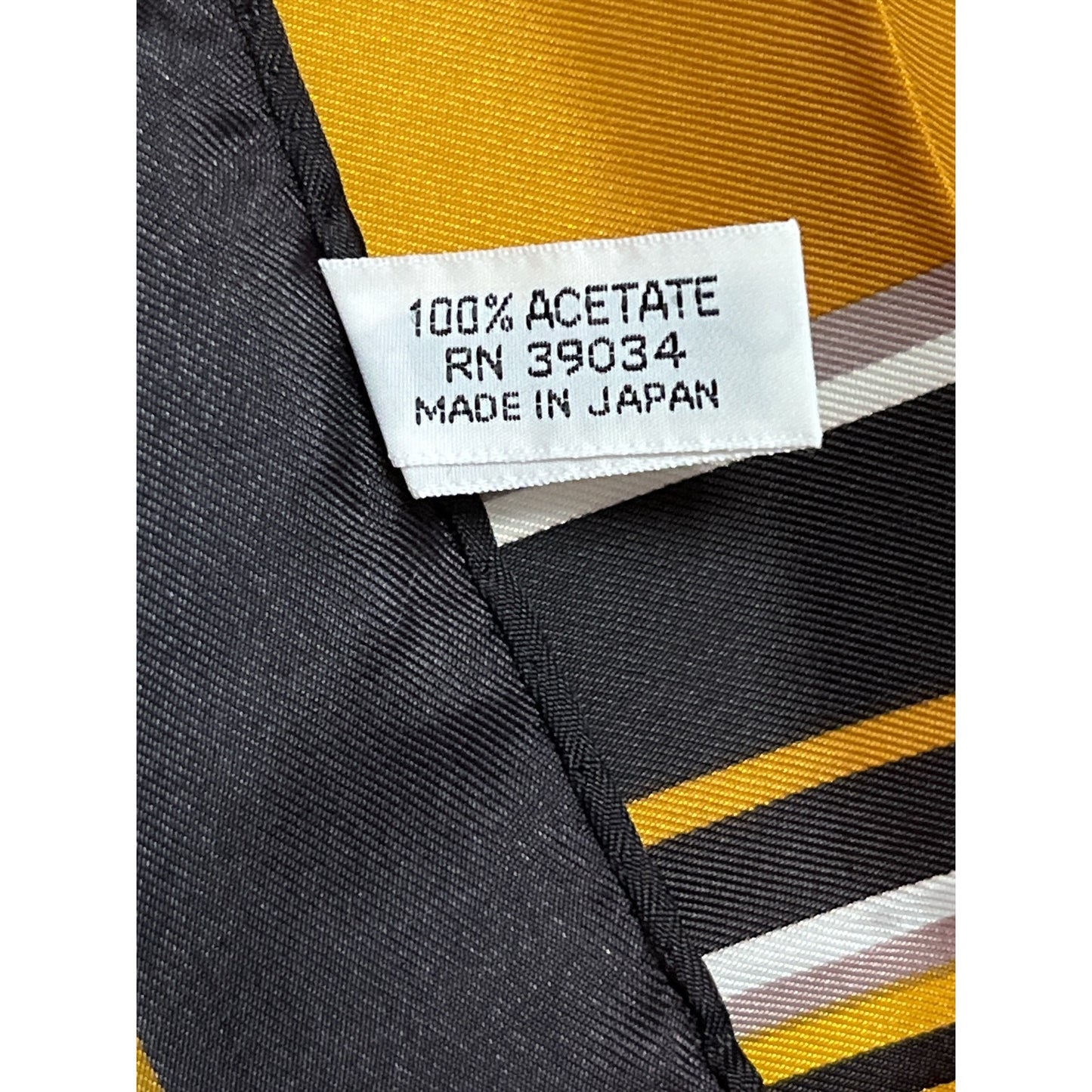 Vintage Japanese Water-Repellent Acetate Scarf Mustard Yellow Black Geometric 27”