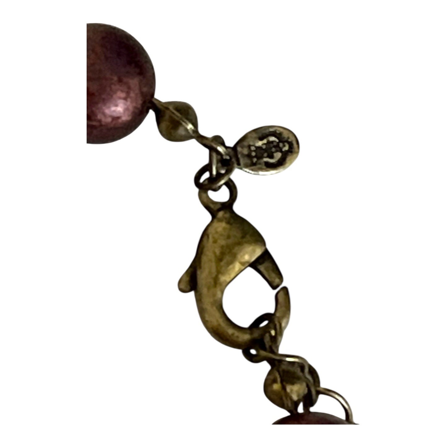 Premier Designs Brown Faceted Bead Necklace Gold Tone Spacers Adjustable Vintage