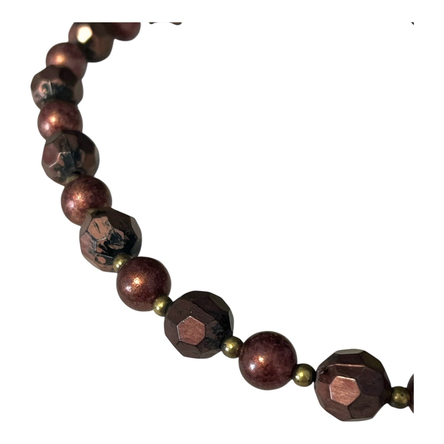 Premier Designs Brown Faceted Bead Necklace Gold Tone Spacers Adjustable Vintage