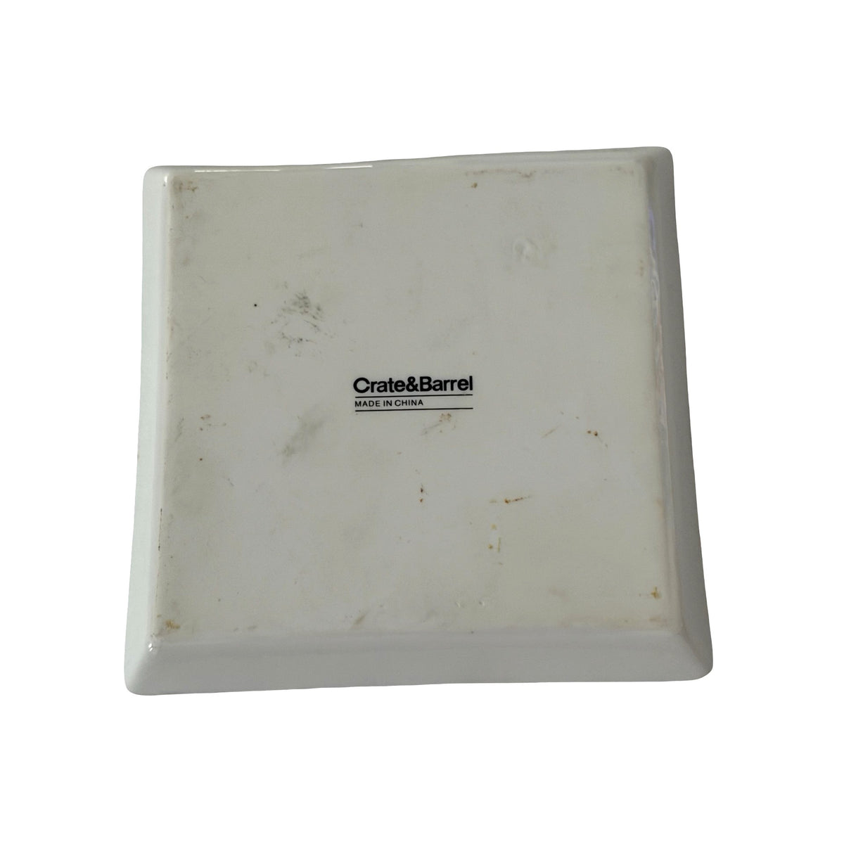 Crate & Barrel Candy Cane Cocktail Christmas Appetizer Plate 6” Square Holiday