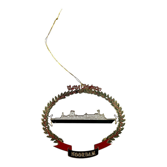 Vintage Noordam Cruise Ship Christmas Ornament – Metal Wreath Ship Ornament