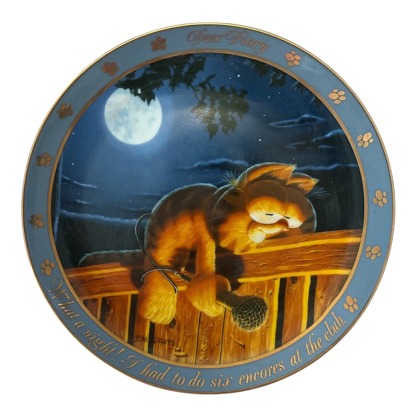 Garfield Dear Diary Series "What a Night" Danbury Mint Collector Plate 8.25" COA