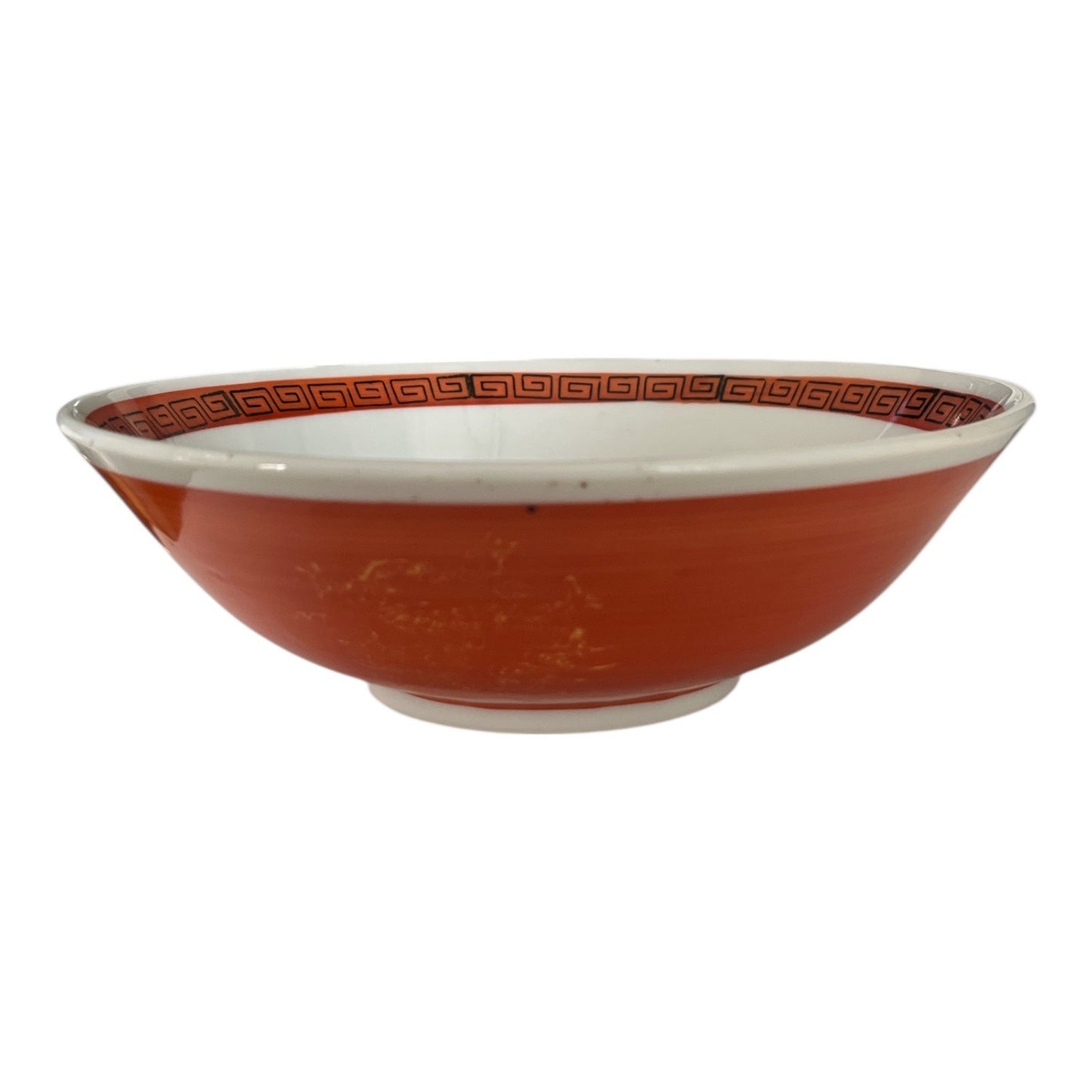 Vintage Chinese Red Longevity Bowl 8” Porcelain Double Happiness Symbol 435 Mark