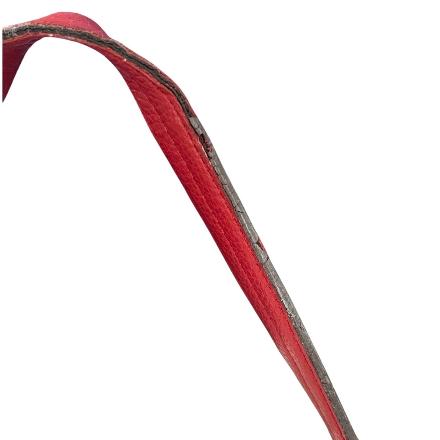 Tignanello Red Pebbled Leather Shoulder Bag with Buckle Detail