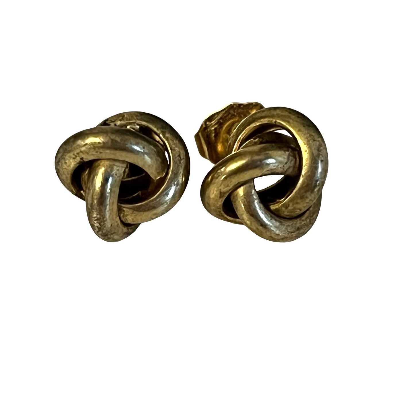 Vintage Knot Stud Earrings Gold Tone Sculptural Love Knot Post Earrings