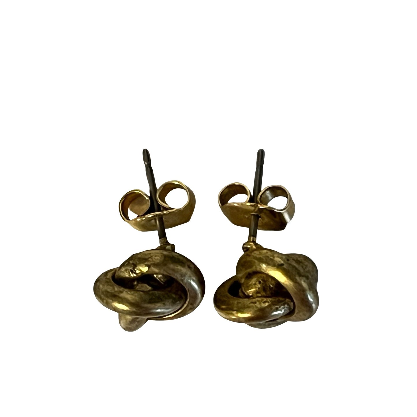 Vintage Knot Stud Earrings Gold Tone Sculptural Love Knot Post Earrings