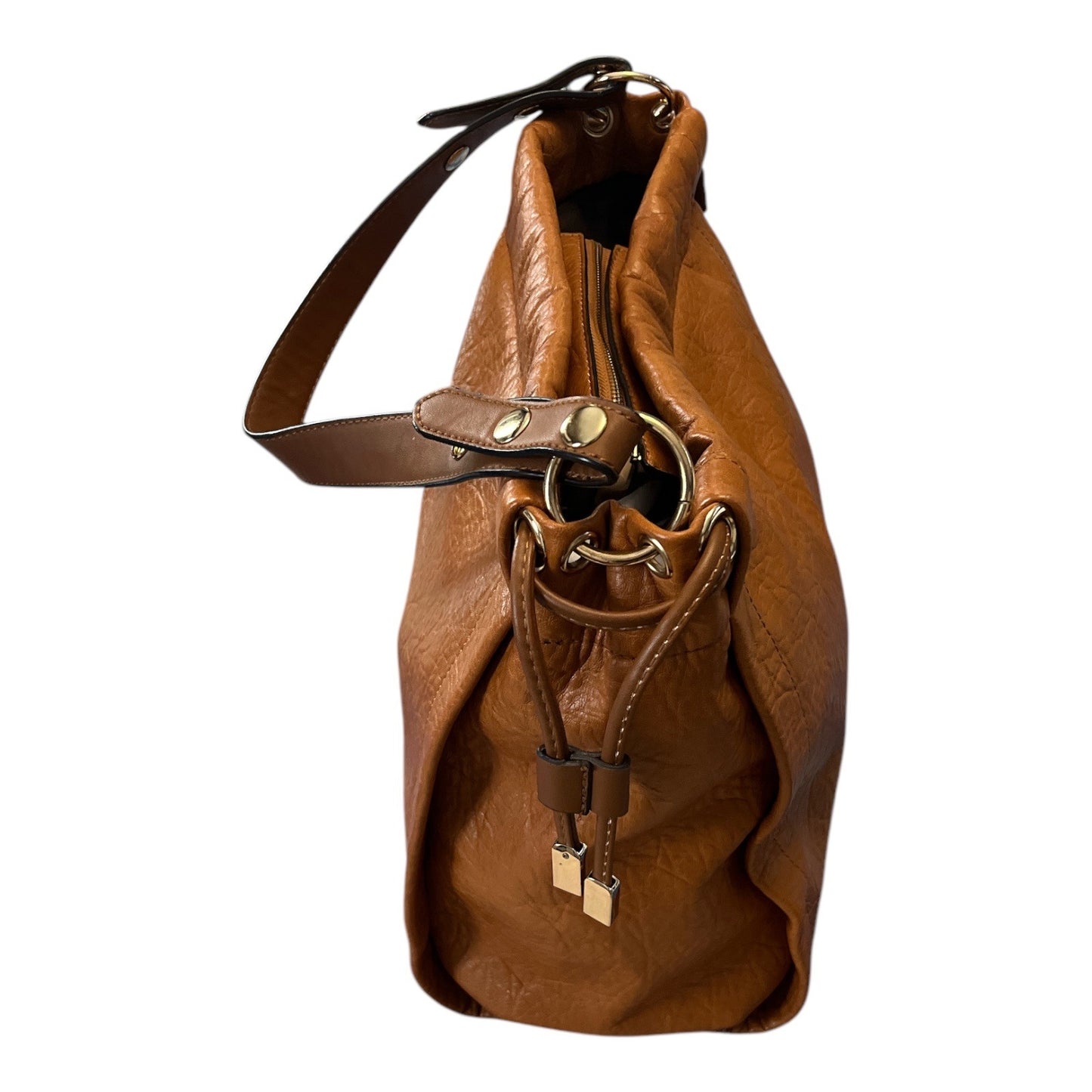 Parfois Brown Slouchy Hobo Bag Vegan Leather Drawstring Shoulder