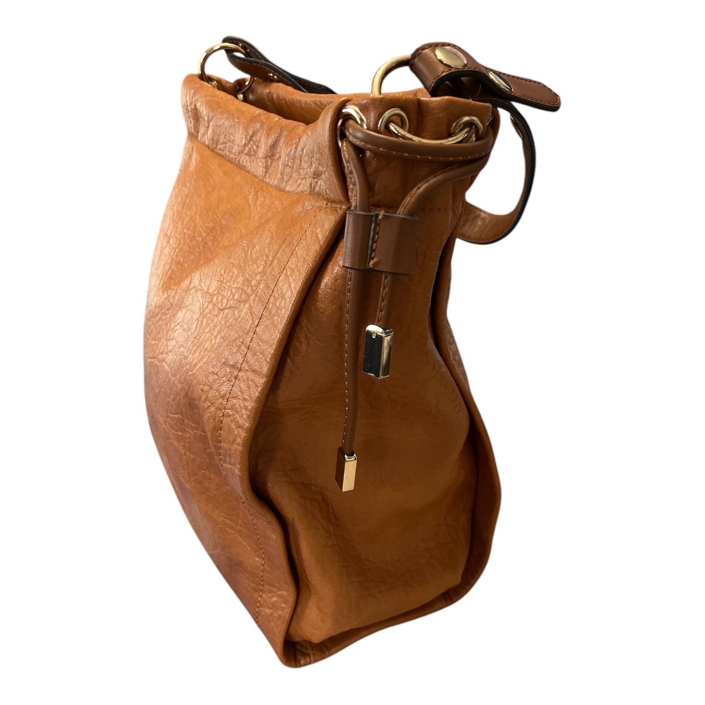 Parfois Brown Slouchy Hobo Bag Vegan Leather Drawstring Shoulder