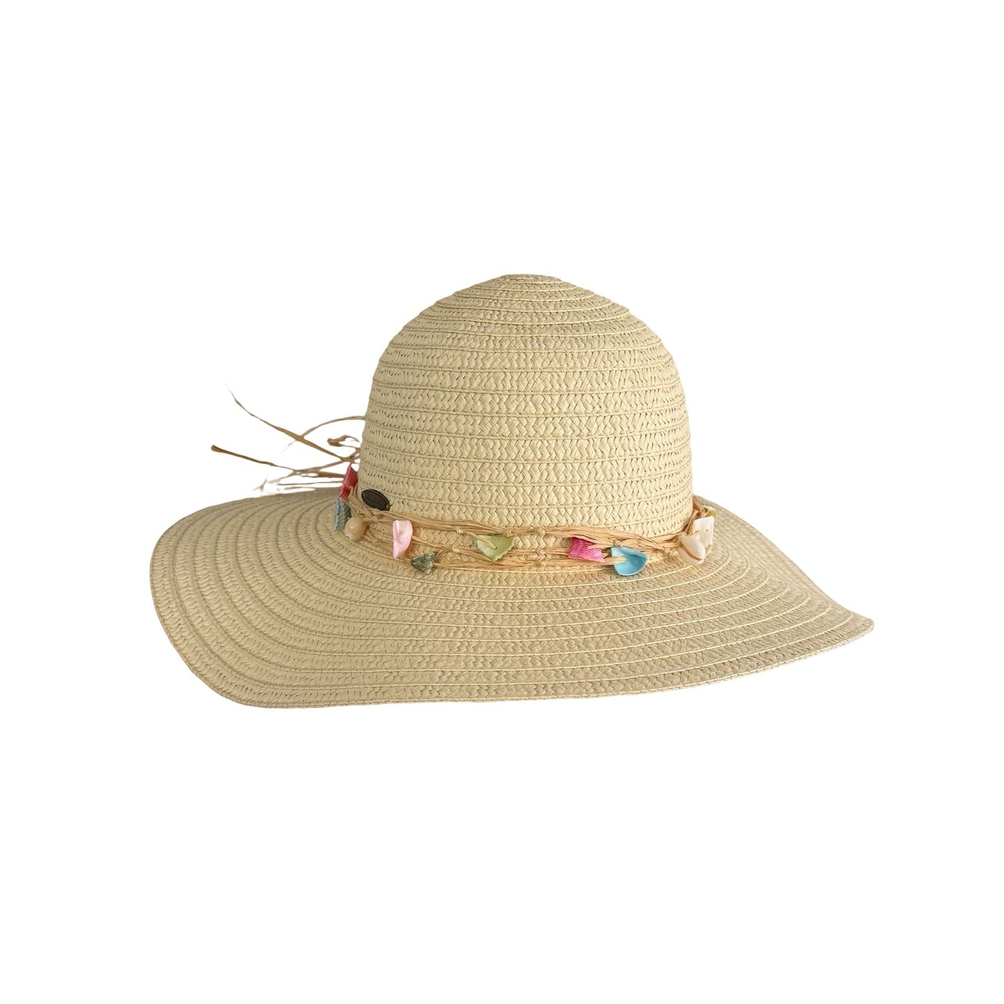 Panama Jack Women's Paper Braid Sun Hat Wide Brim Shell Trim One Size Beach Resort