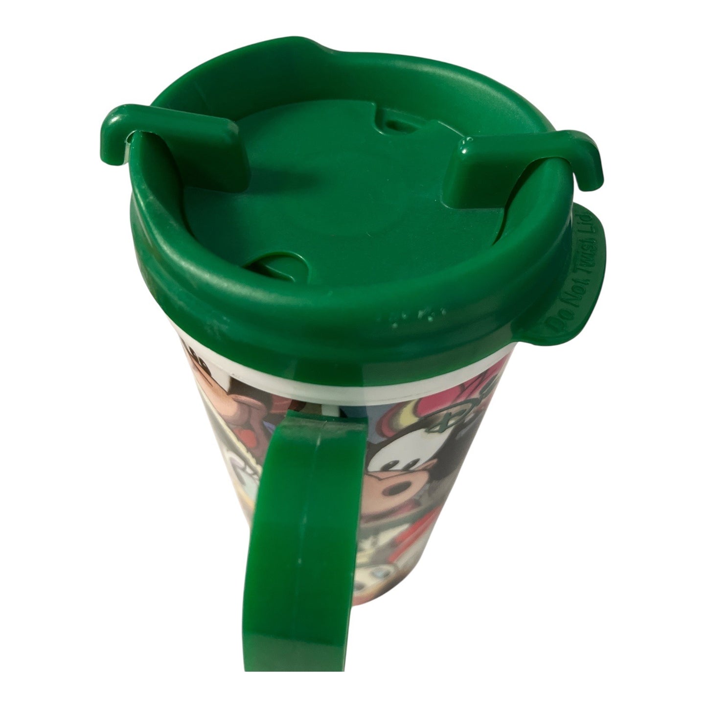 Disney Parks Holiday Travel Mug – Mickey, Minnie, Donald, Goofy & Friends – Green Lid – 2010s
