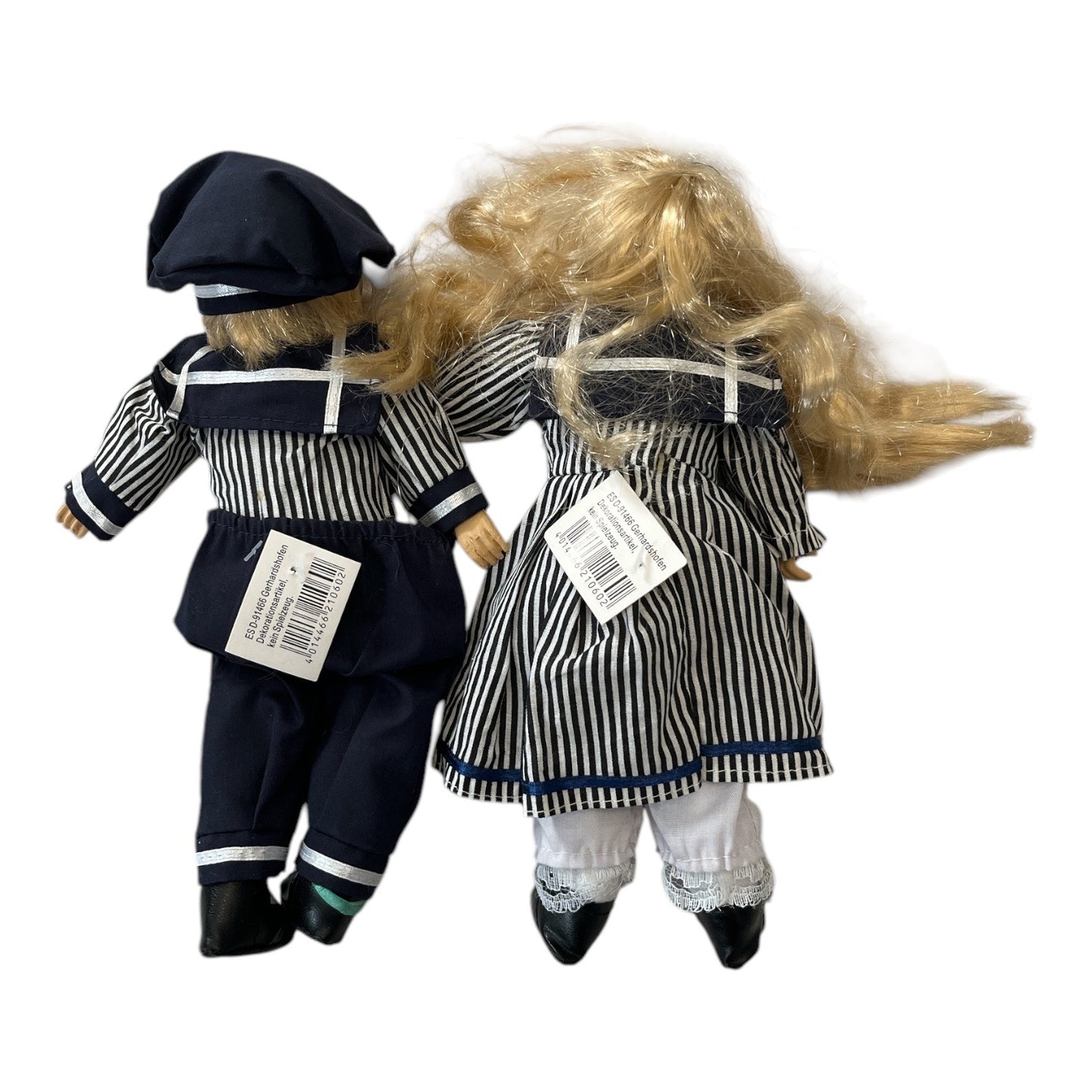 Vintage German Porcelain Sailor Doll Pair Boy Girl Maritime Set 10 Inch