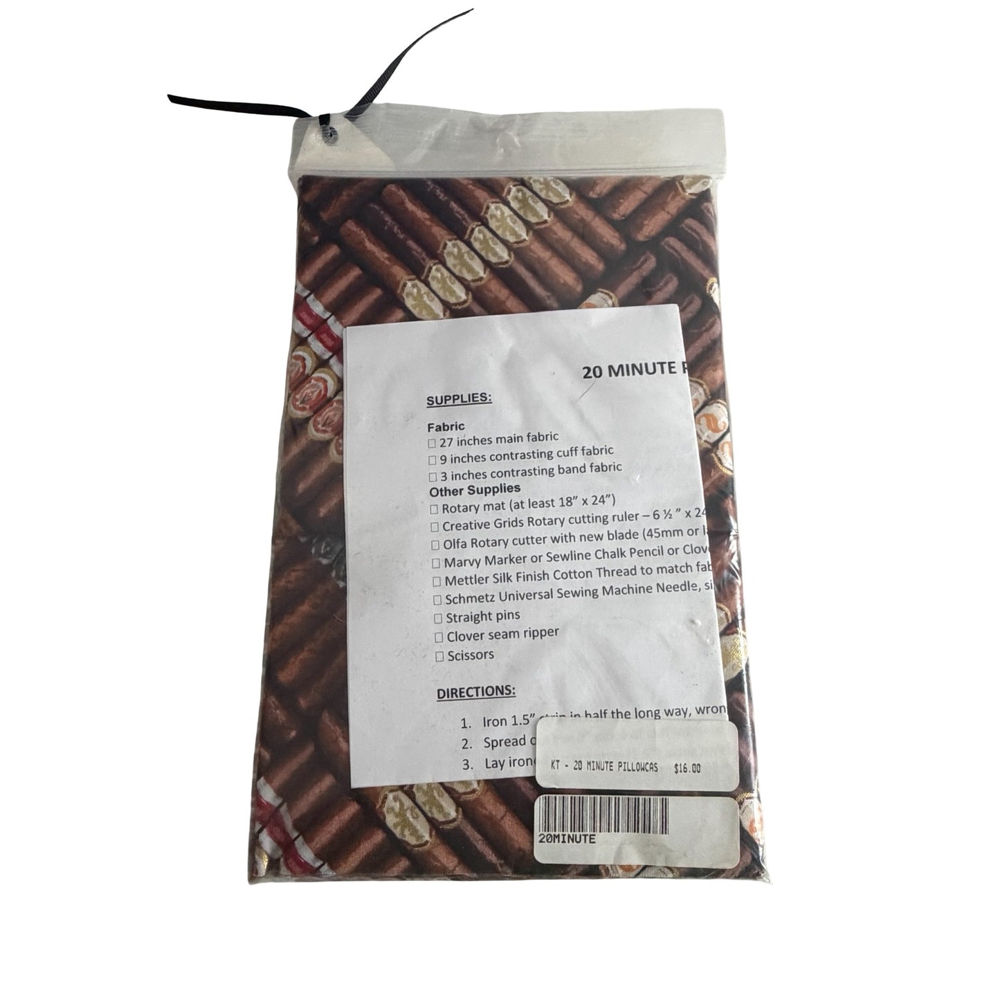 Keeps Me In Stitches Cigar Print 20 Minute Pillowcase Sewing Kit Fabric Bundle