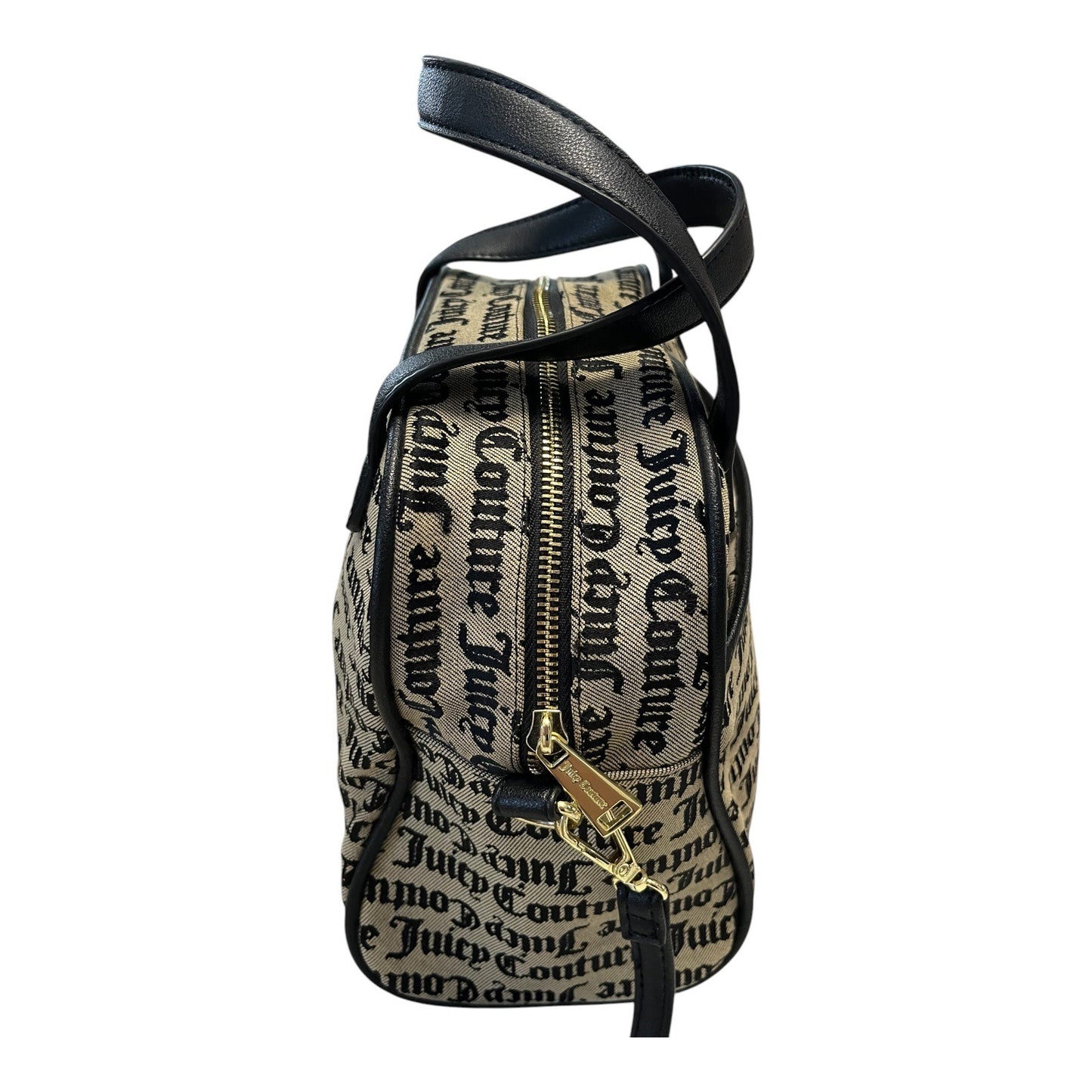 Y2K Juicy Couture Monogram Mini Satchel Crossbody Bag Black Tan Gold Hardware