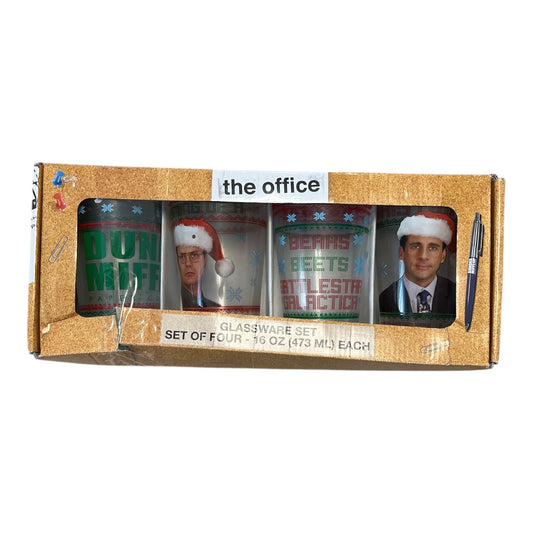 The Office Christmas Glassware Set of 4 Dwight Schrute Michael Scott 16 oz Tumblers