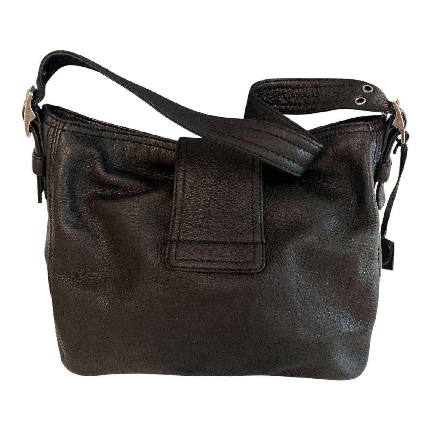 Banana Republic Black Leather Shoulder Bag – Buckle Flap Style – 2010s