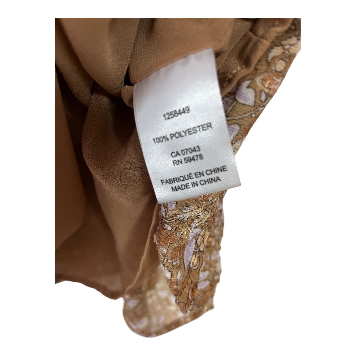 Rachel Zoe Women’s XL Puff Sleeve Floral Blouse Brown Lavender – Needs Minor Seam Repair