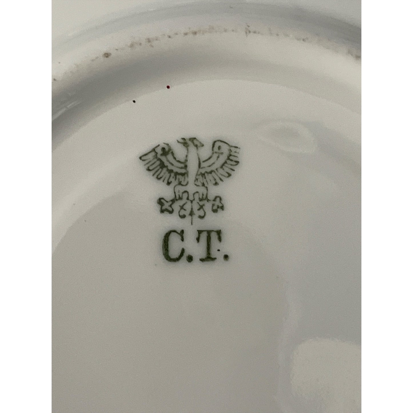 Vintage C.T. Germany Porcelain Saucer White with Blue Flowers Gold Trim 5-Inch