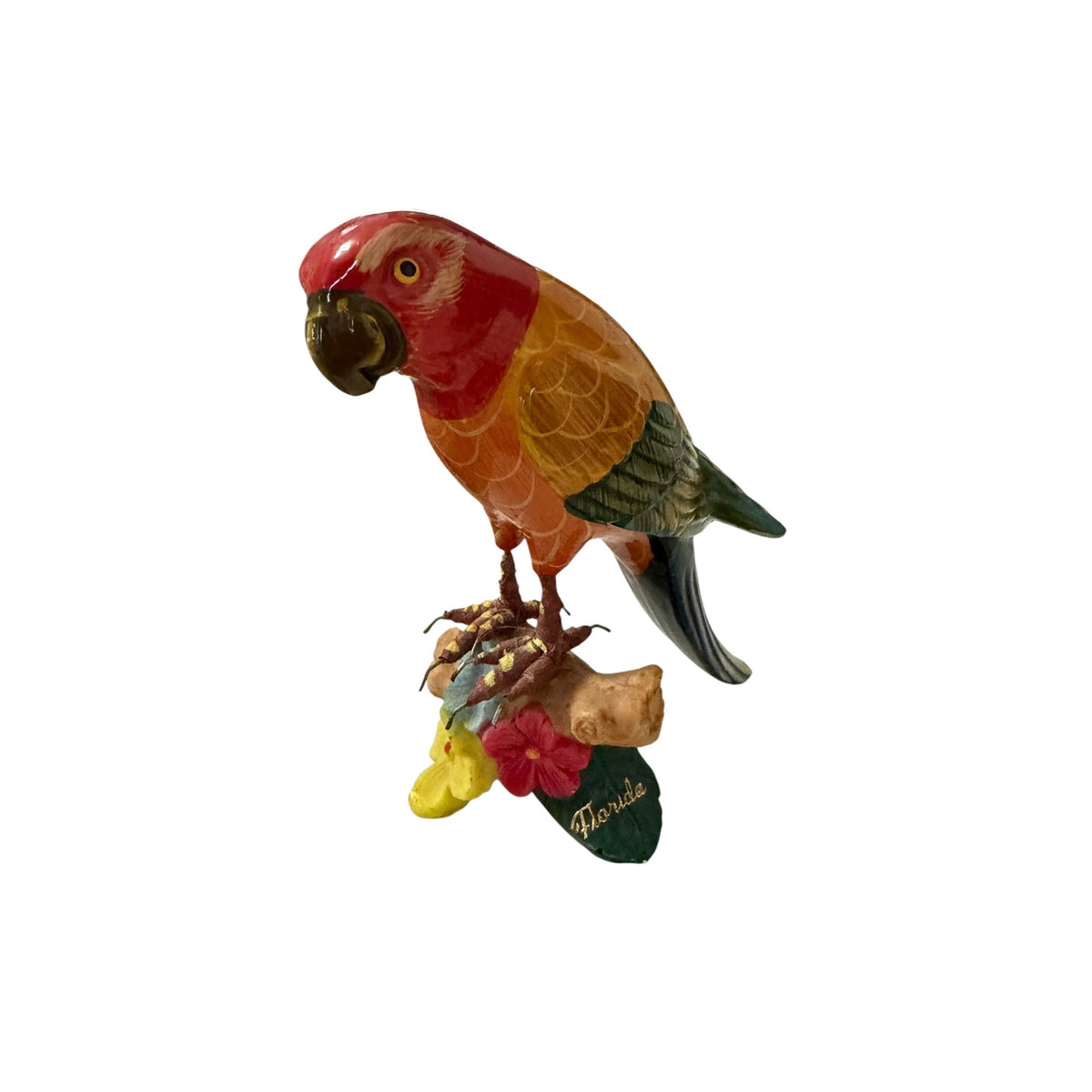 Vintage Florida Hand Carved Wood Parrot Figurine Tropical Souvenir Folk Art 5 Inch