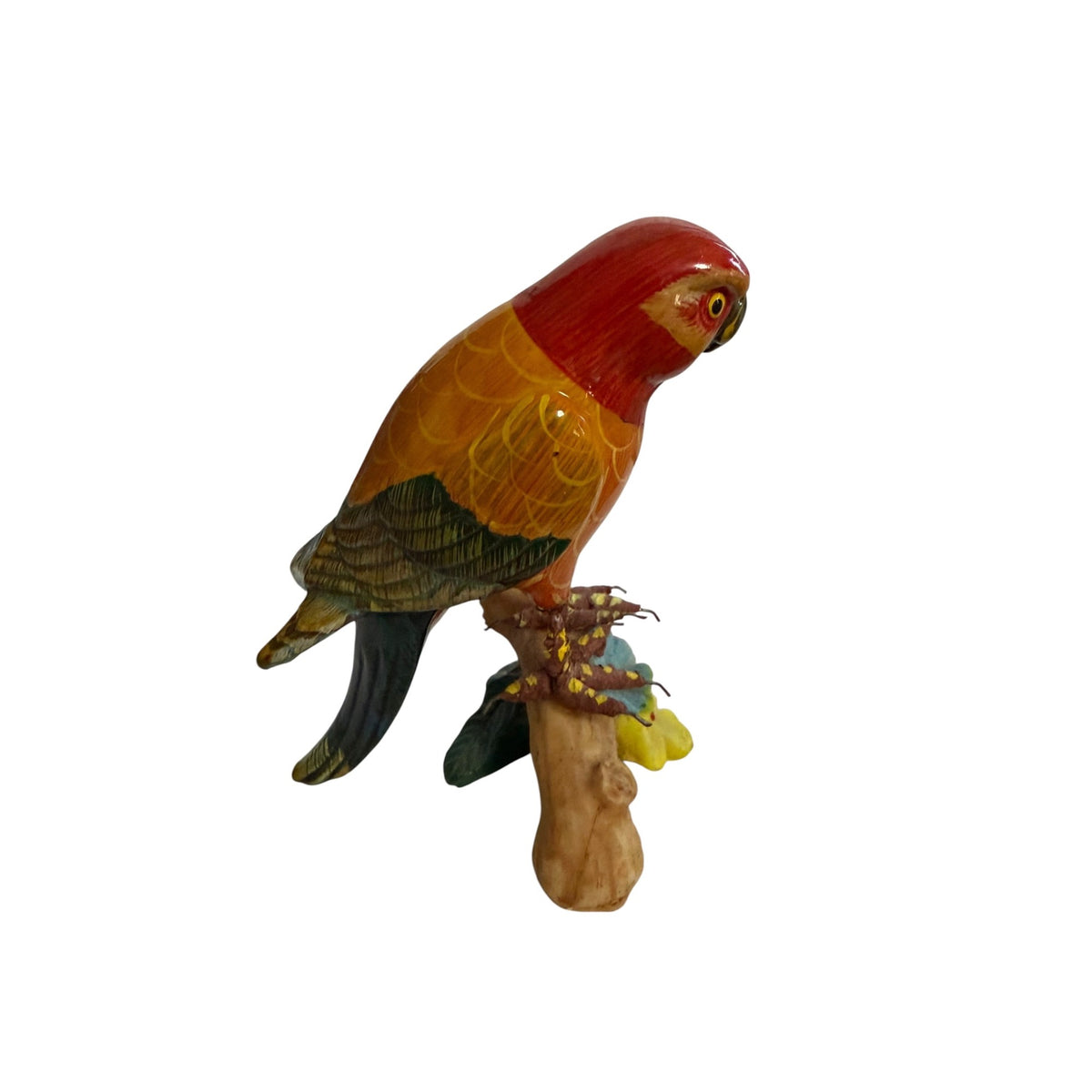 Vintage Florida Hand Carved Wood Parrot Figurine Tropical Souvenir Folk Art 5 Inch