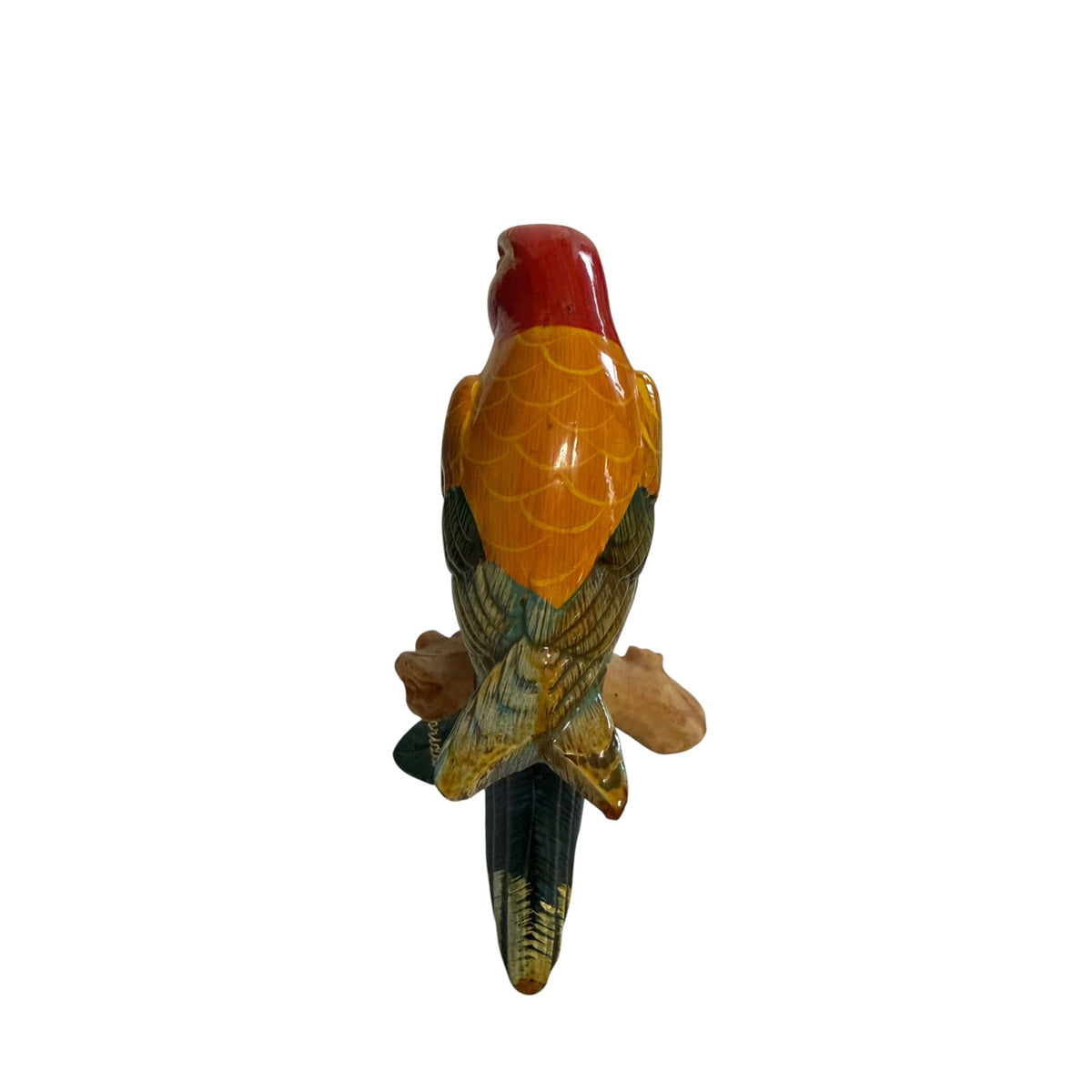 Vintage Florida Hand Carved Wood Parrot Figurine Tropical Souvenir Folk Art 5 Inch