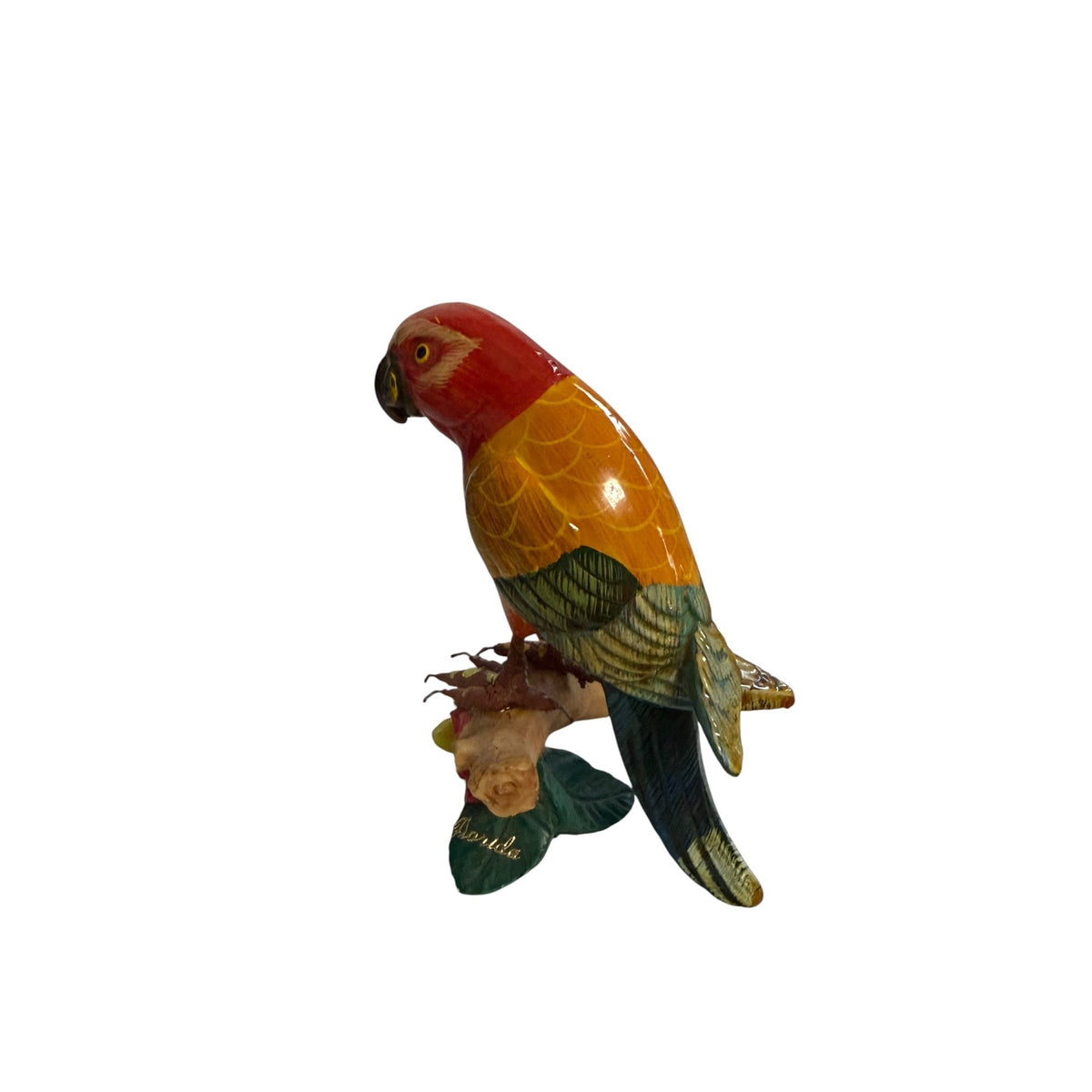Vintage Florida Hand Carved Wood Parrot Figurine Tropical Souvenir Folk Art 5 Inch