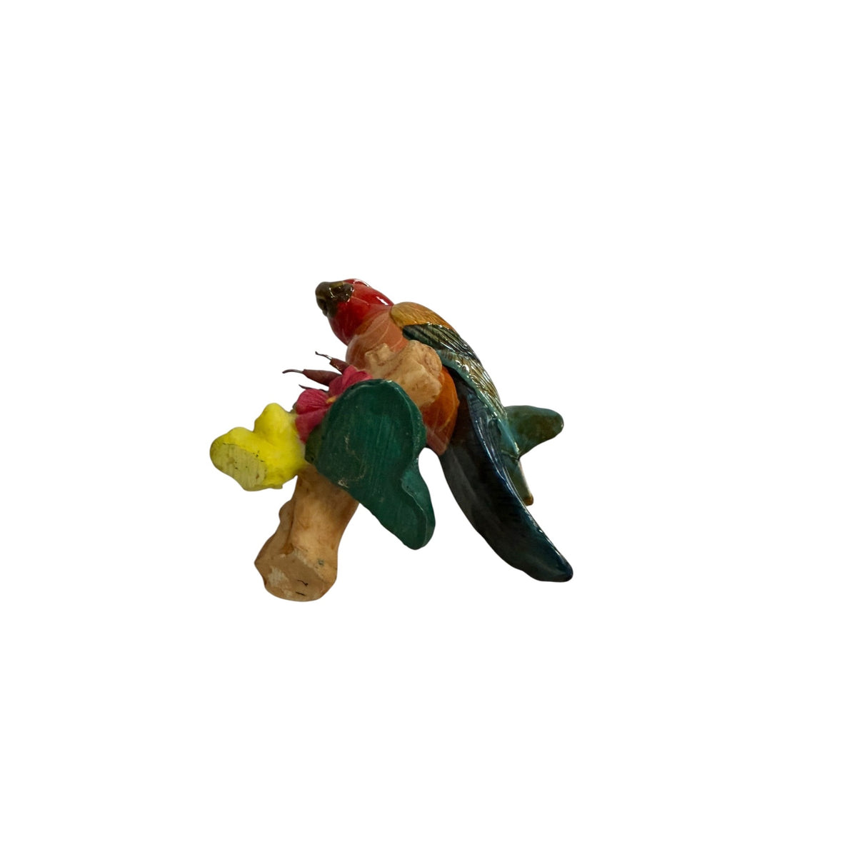 Vintage Florida Hand Carved Wood Parrot Figurine Tropical Souvenir Folk Art 5 Inch